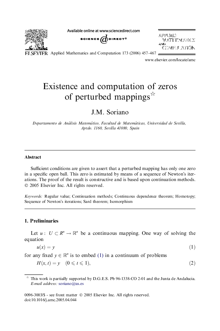 Existence and computation of zeros of perturbed mappings 