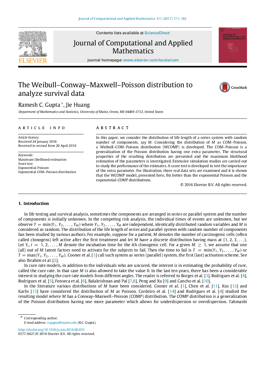 The Weibull–Conway–Maxwell–Poisson distribution to analyze survival data