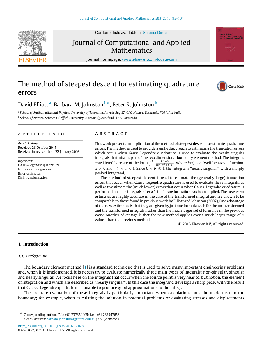 The method of steepest descent for estimating quadrature errors