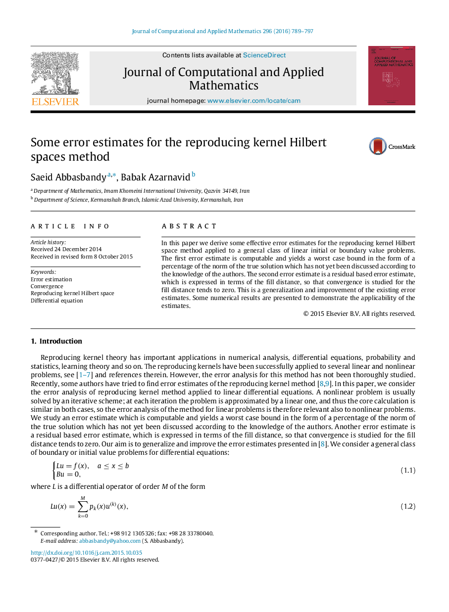 Some error estimates for the reproducing kernel Hilbert spaces method