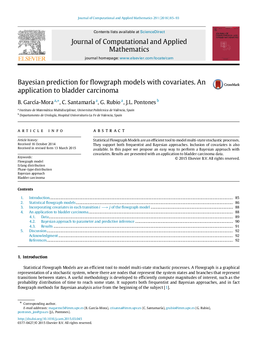 Bayesian prediction for flowgraph models with covariates. An application to bladder carcinoma