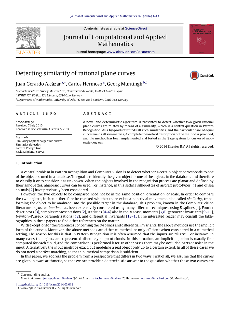 Detecting similarity of rational plane curves