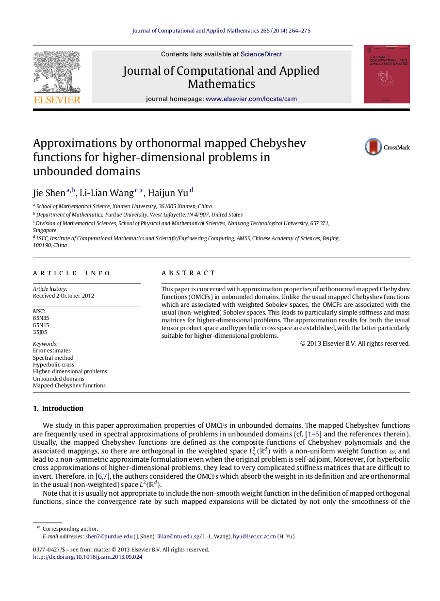 Approximations by orthonormal mapped Chebyshev functions for higher-dimensional problems in unbounded domains