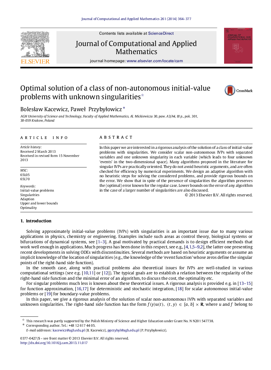 Optimal solution of a class of non-autonomous initial-value problems with unknown singularities 