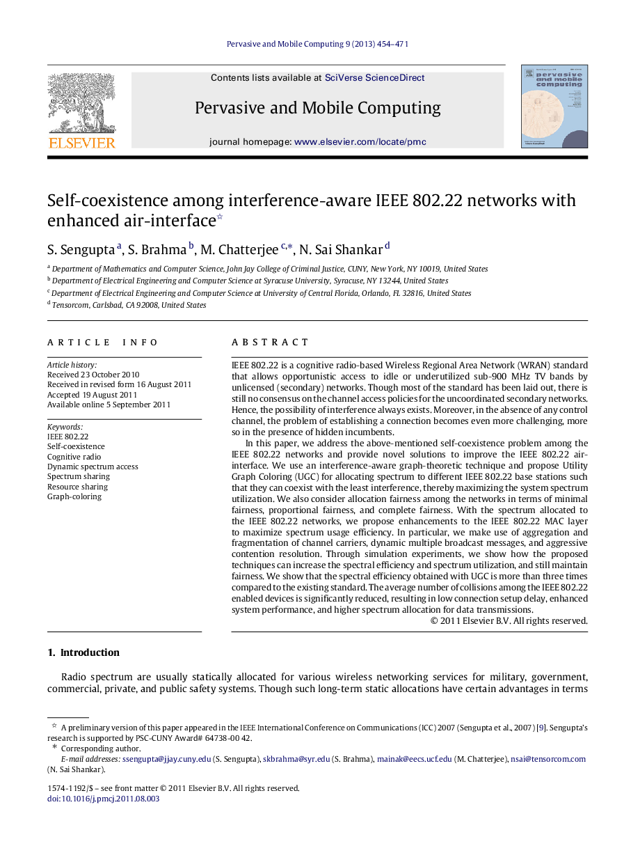 Self-coexistence among interference-aware IEEE 802.22 networks with enhanced air-interface 