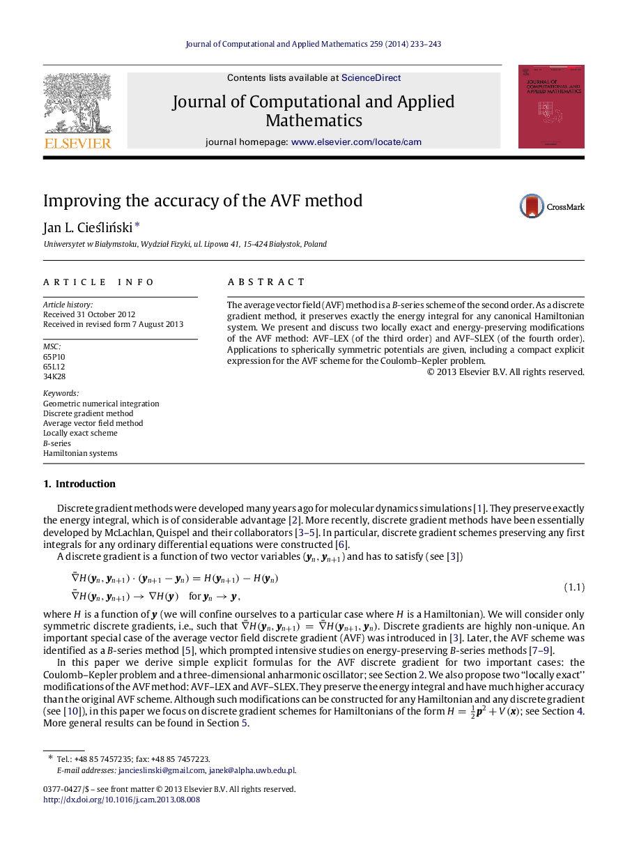 Improving the accuracy of the AVF method