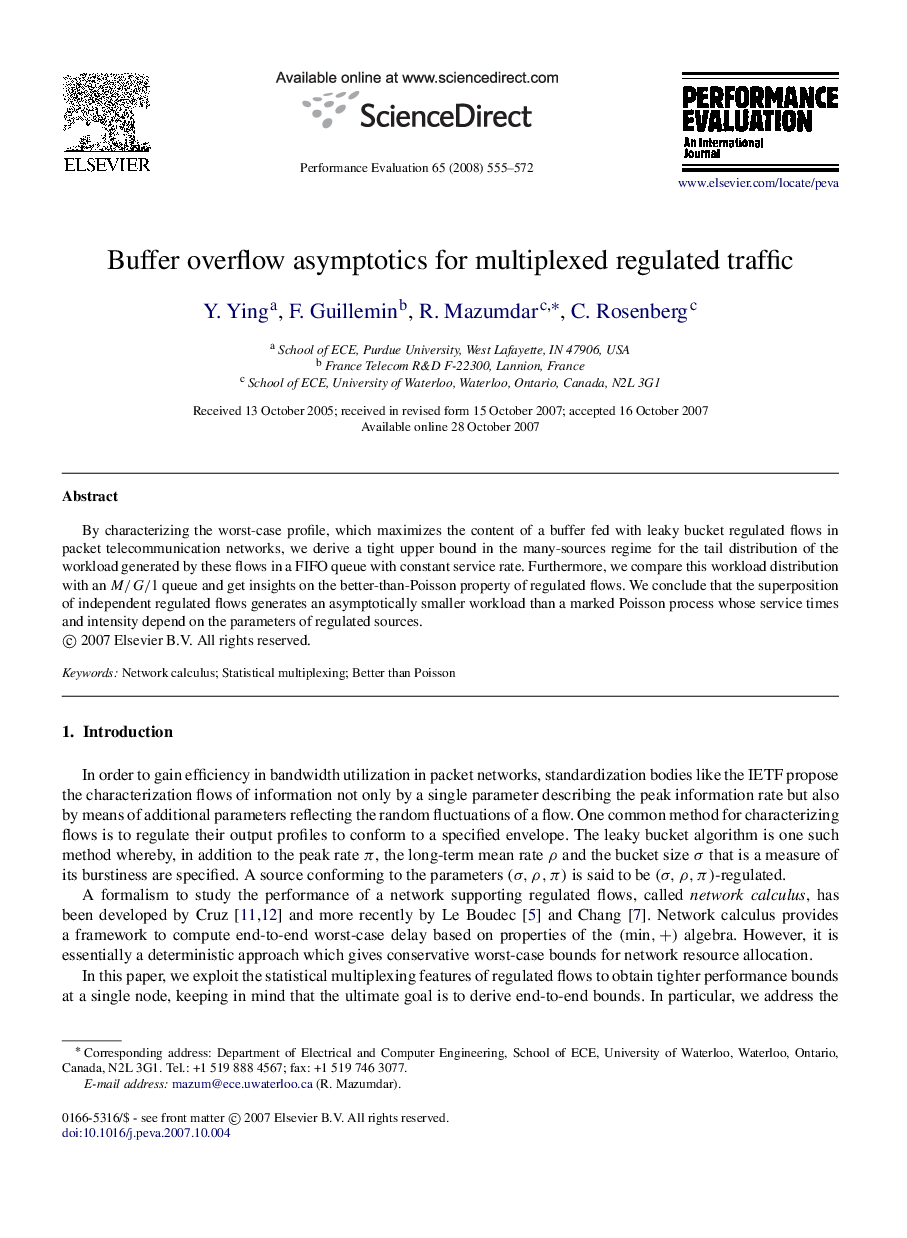 Buffer overflow asymptotics for multiplexed regulated traffic