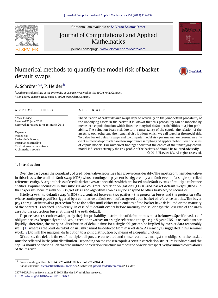 Numerical methods to quantify the model risk of basket default swaps