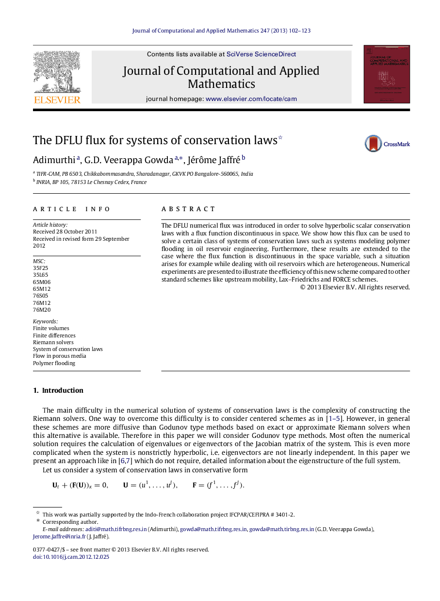 The DFLU flux for systems of conservation laws 