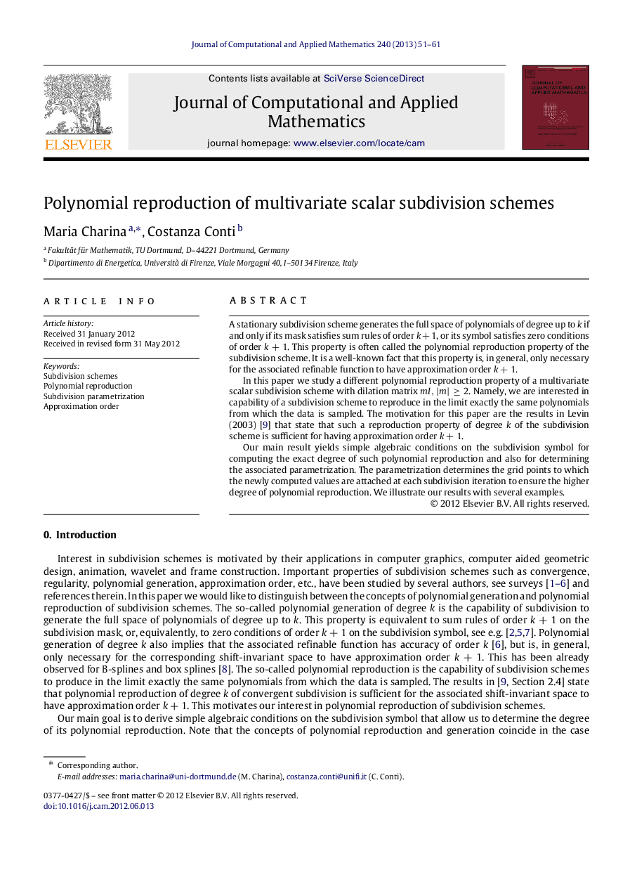 Polynomial reproduction of multivariate scalar subdivision schemes