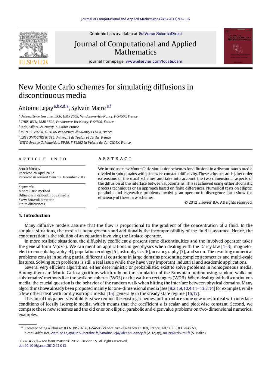 New Monte Carlo schemes for simulating diffusions in discontinuous media