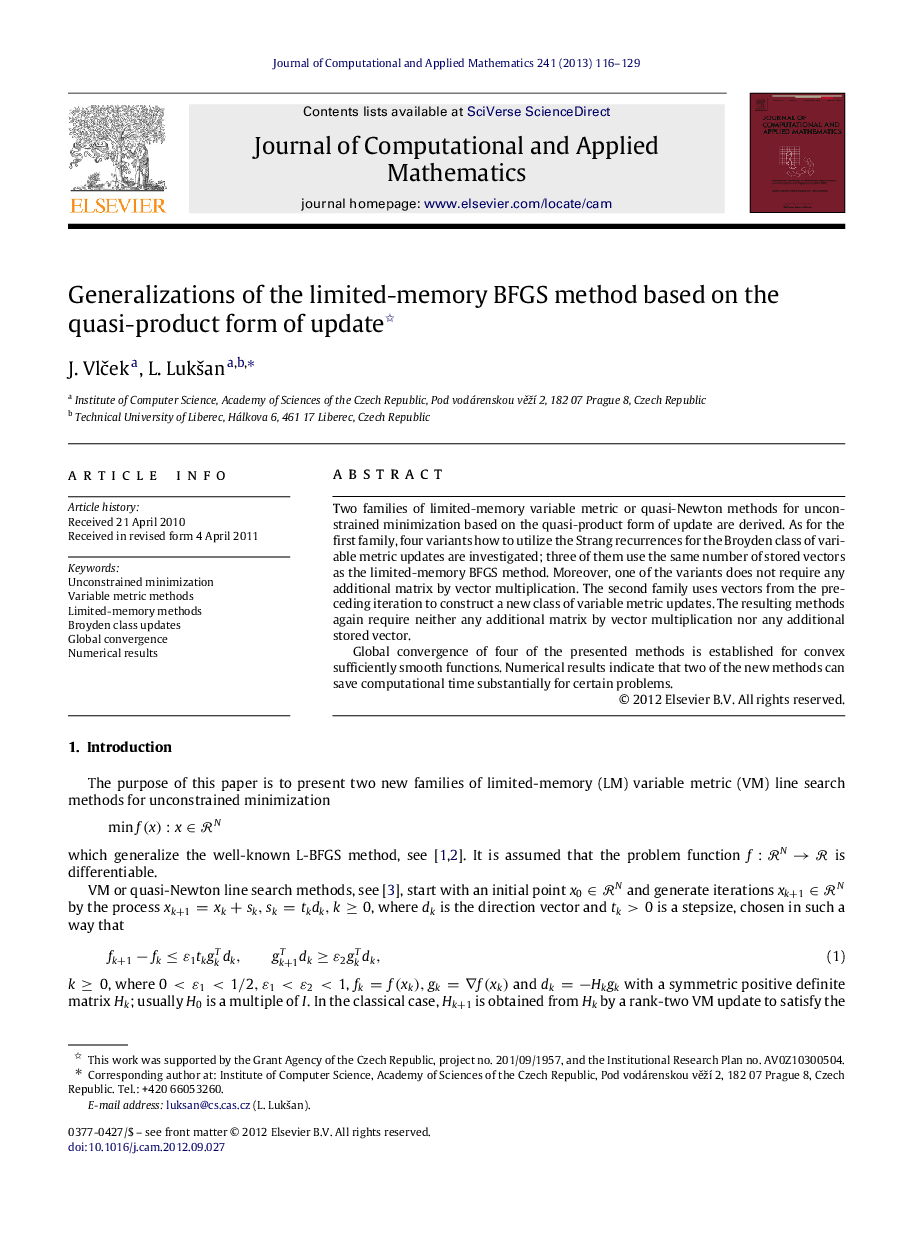 Generalizations of the limited-memory BFGS method based on the quasi-product form of update 