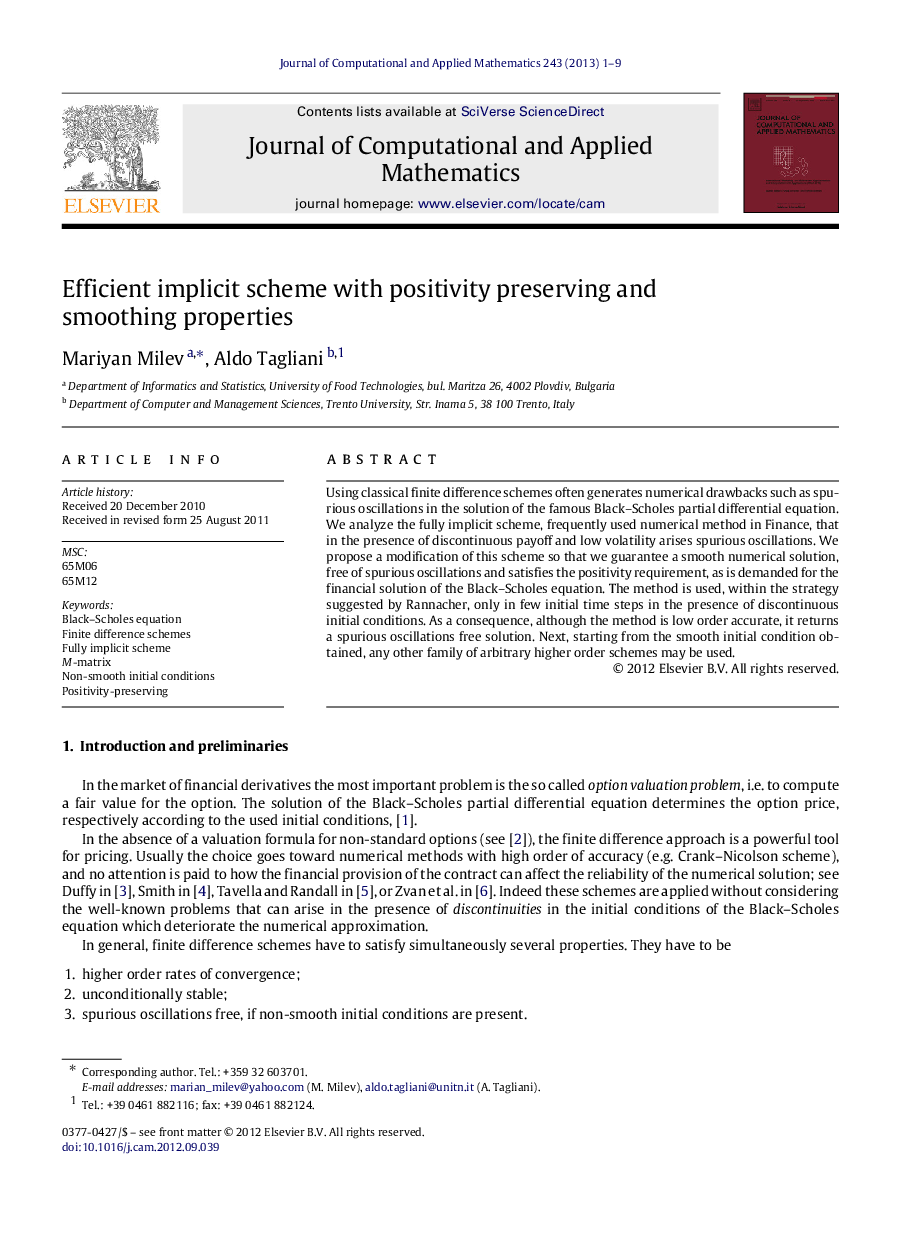 Efficient implicit scheme with positivity preserving and smoothing properties