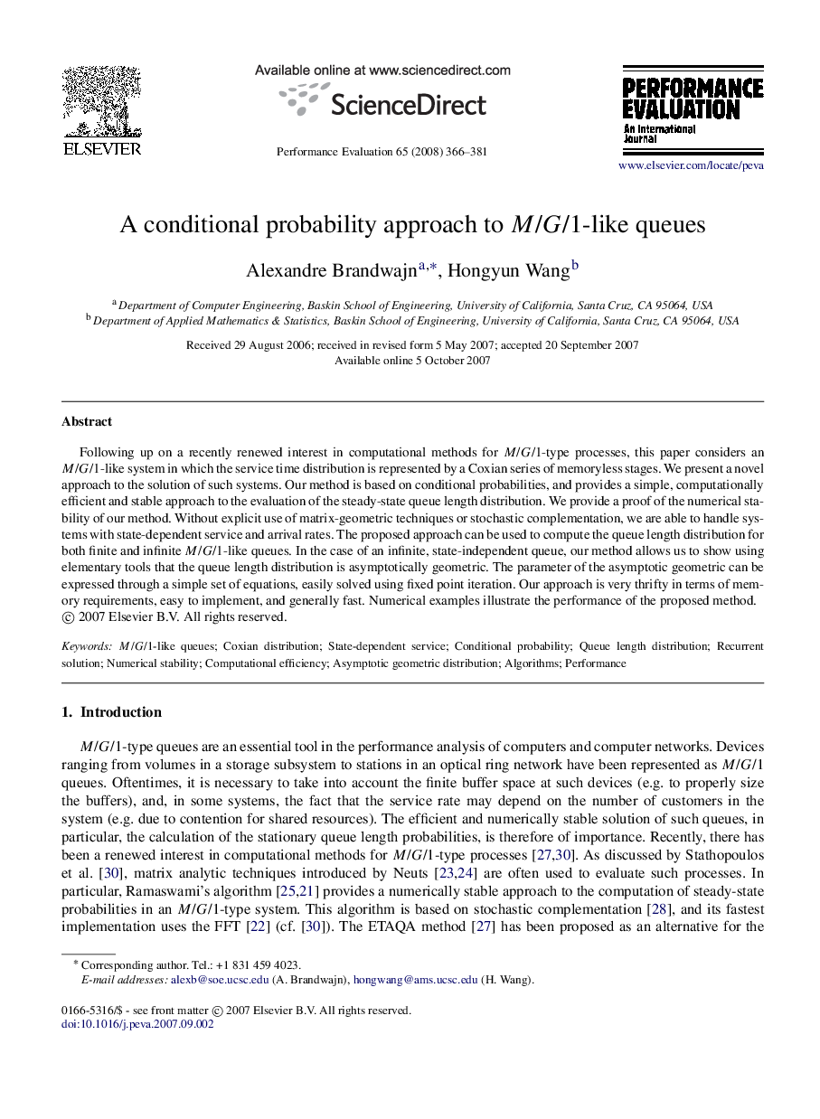 A conditional probability approach to MM/GG/1-like queues