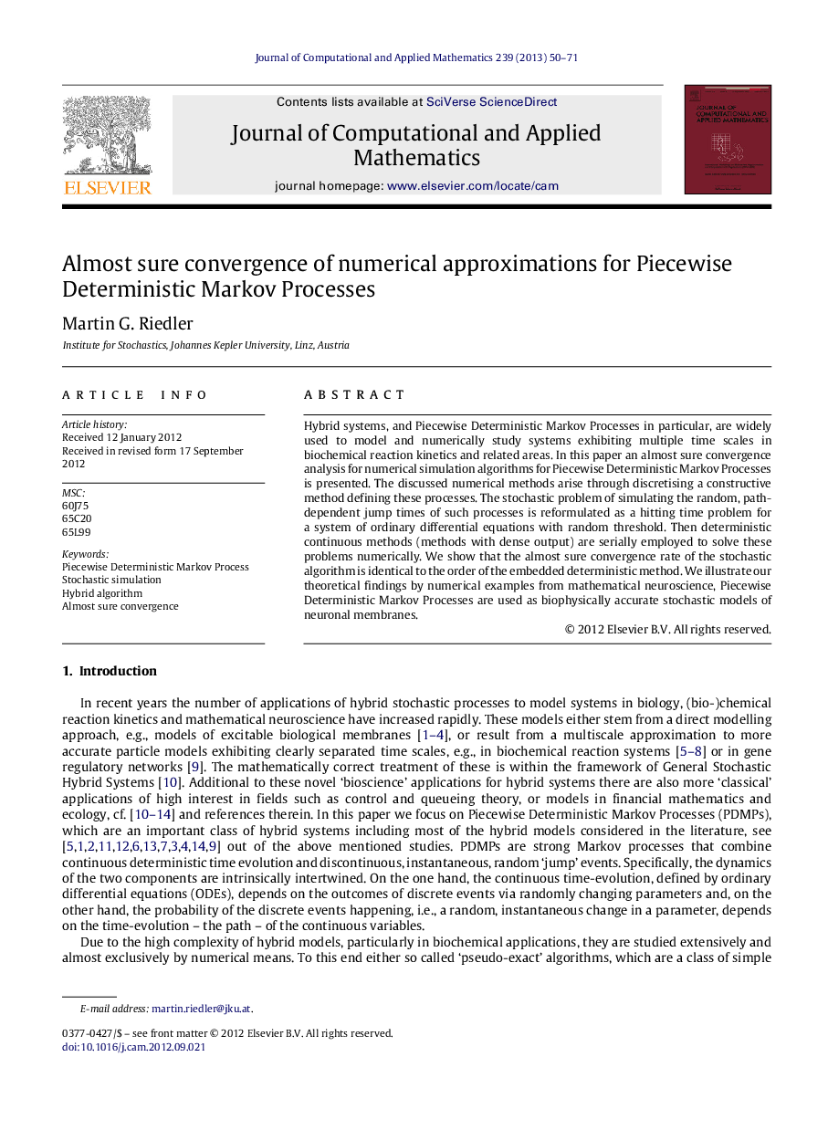 Almost sure convergence of numerical approximations for Piecewise Deterministic Markov Processes