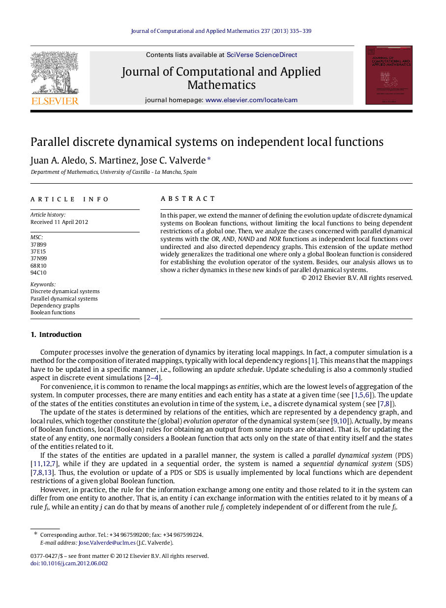 Parallel discrete dynamical systems on independent local functions