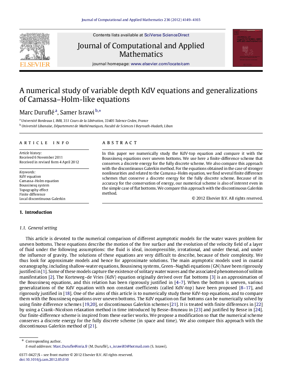 A numerical study of variable depth KdV equations and generalizations of Camassa–Holm-like equations