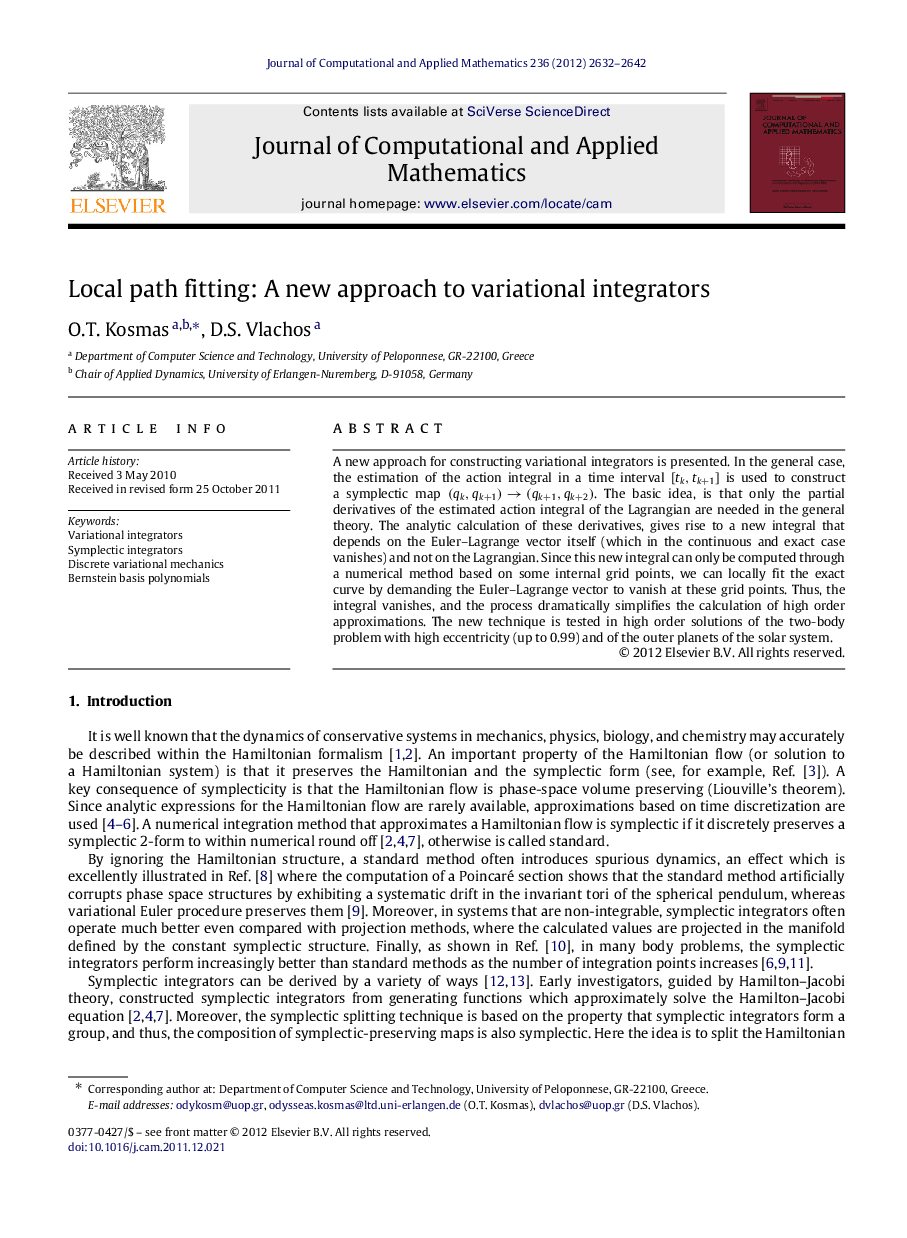 Local path fitting: A new approach to variational integrators