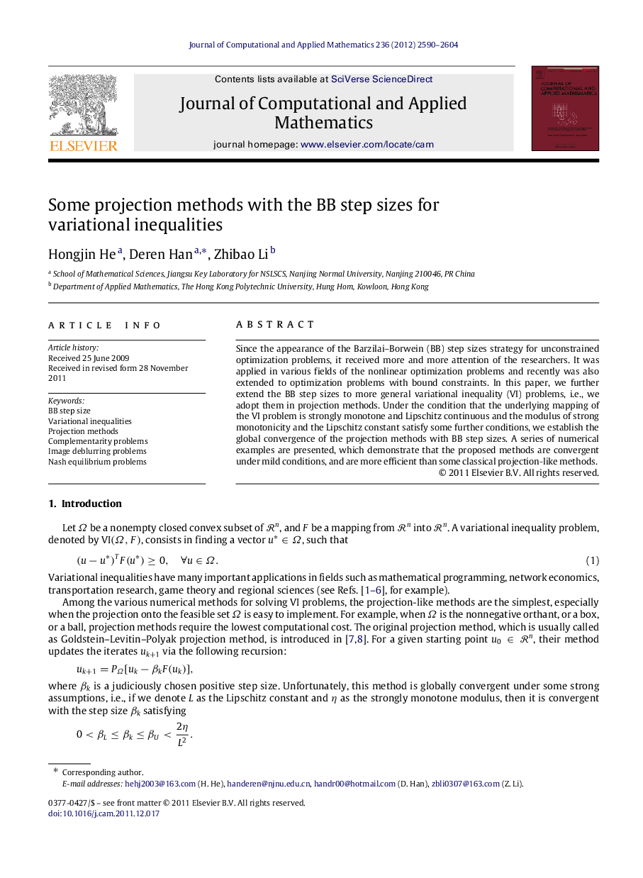 Some projection methods with the BB step sizes for variational inequalities