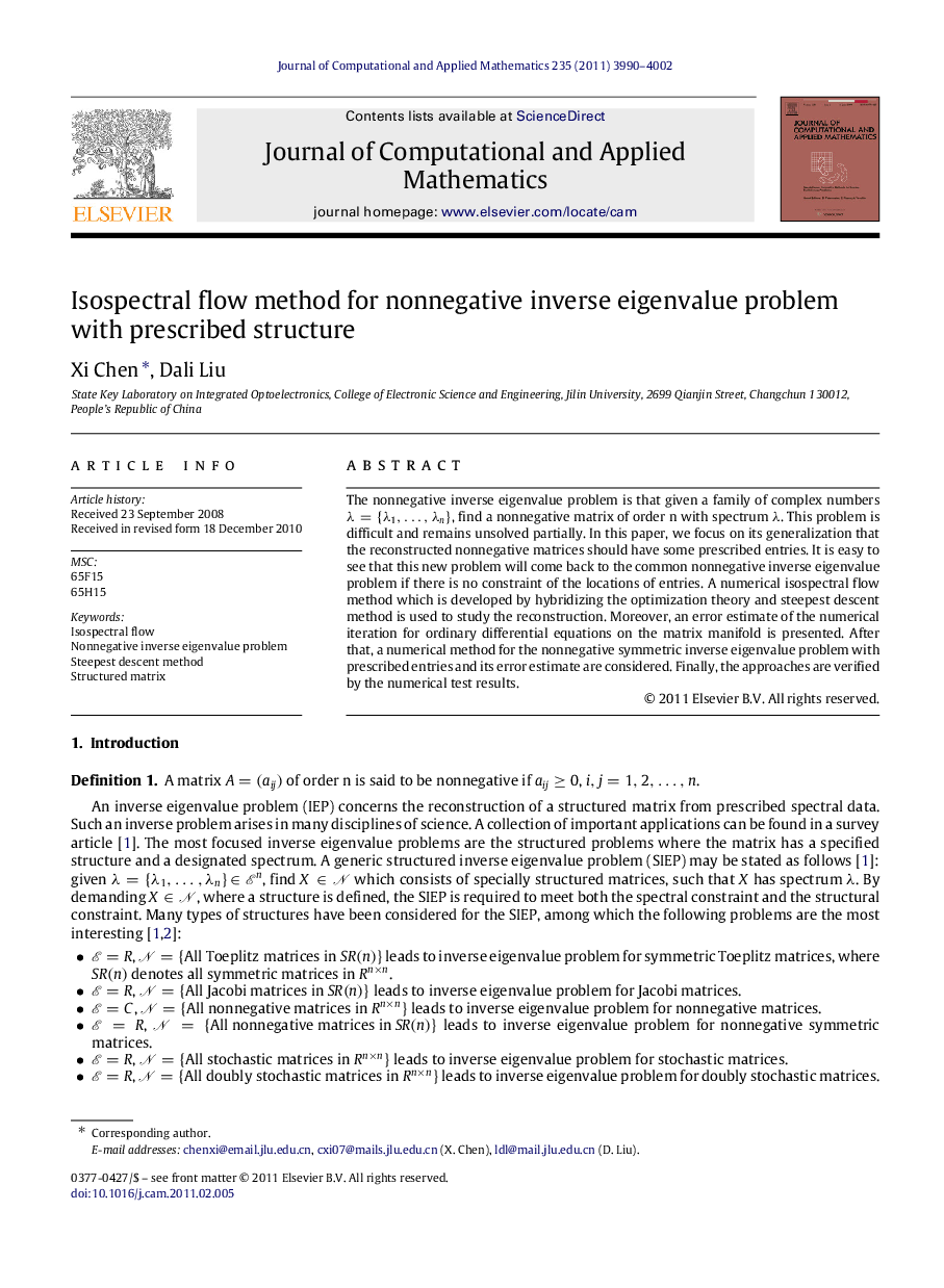 Isospectral flow method for nonnegative inverse eigenvalue problem with prescribed structure