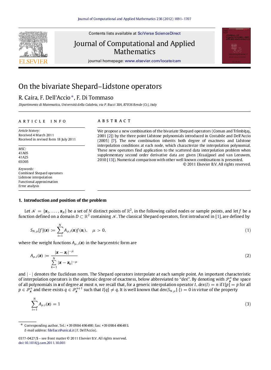 On the bivariate Shepard–Lidstone operators