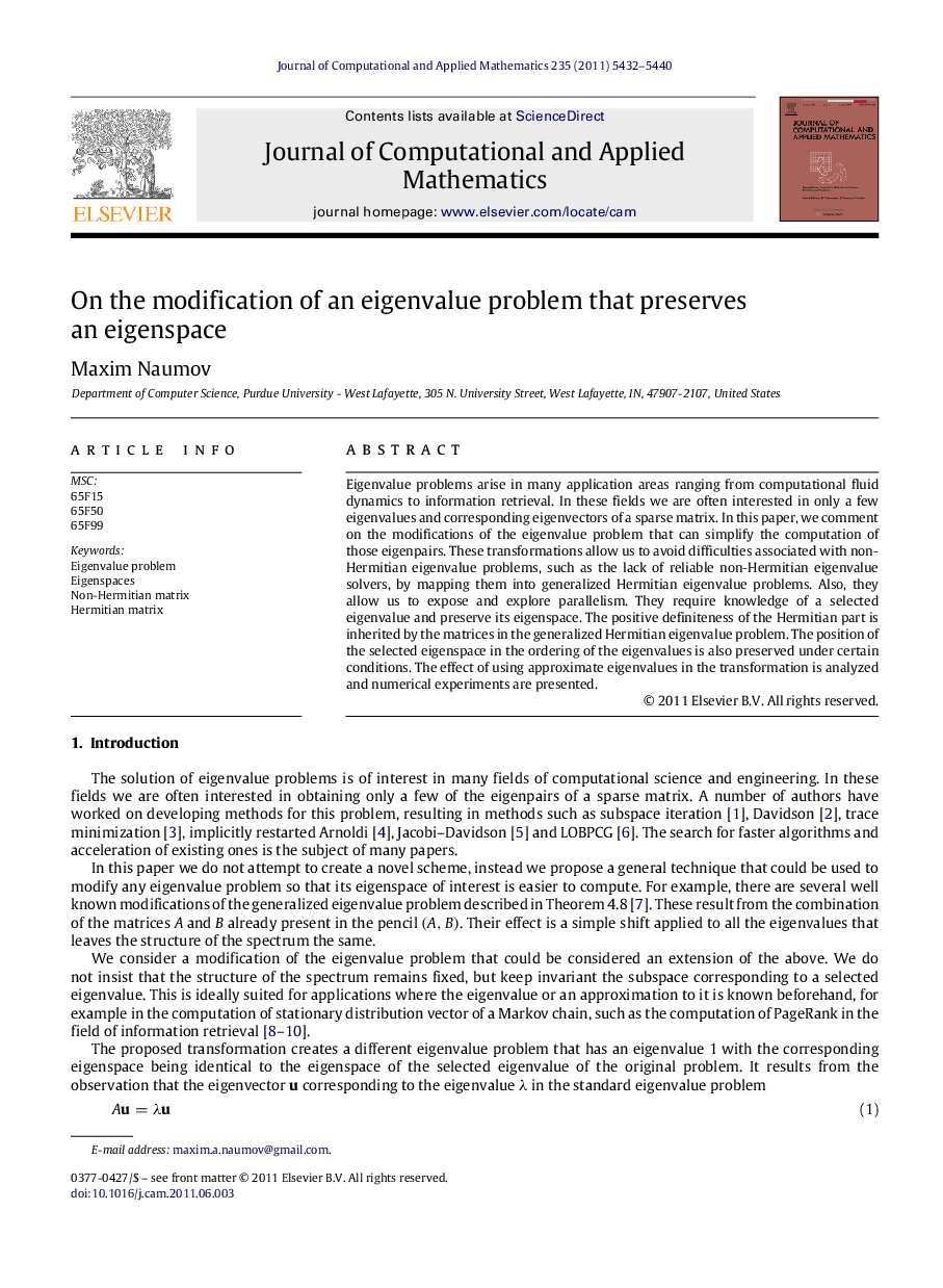 On the modification of an eigenvalue problem that preserves an eigenspace