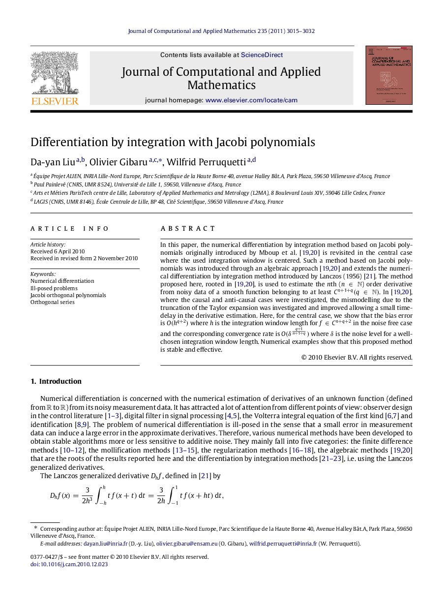 Differentiation by integration with Jacobi polynomials