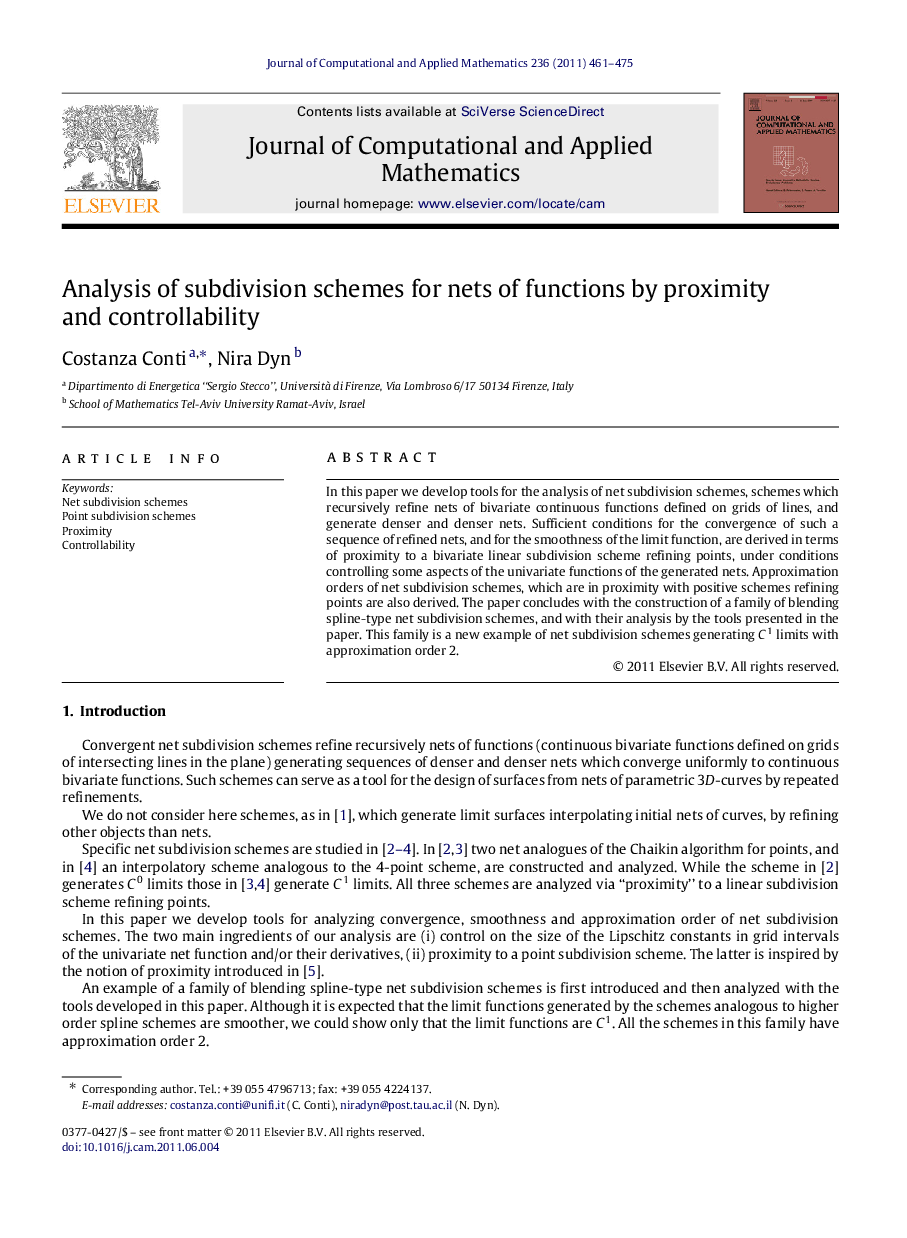 Analysis of subdivision schemes for nets of functions by proximity and controllability