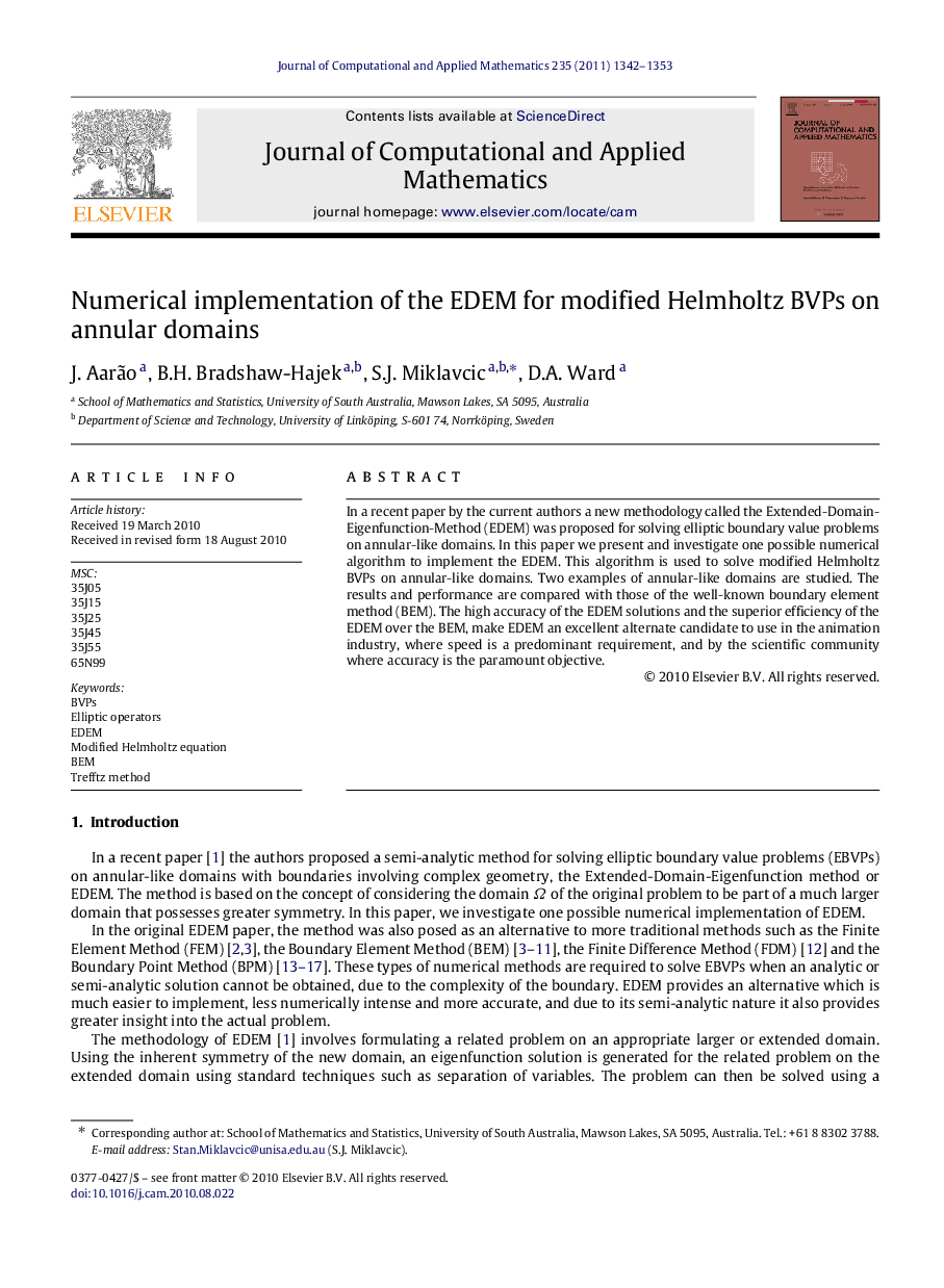 Numerical implementation of the EDEM for modified Helmholtz BVPs on annular domains