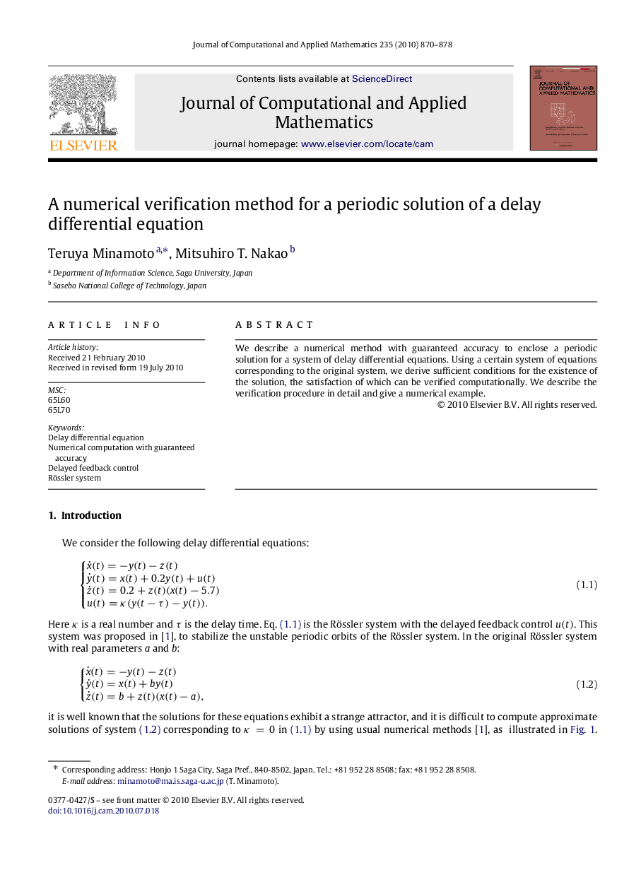 A numerical verification method for a periodic solution of a delay differential equation