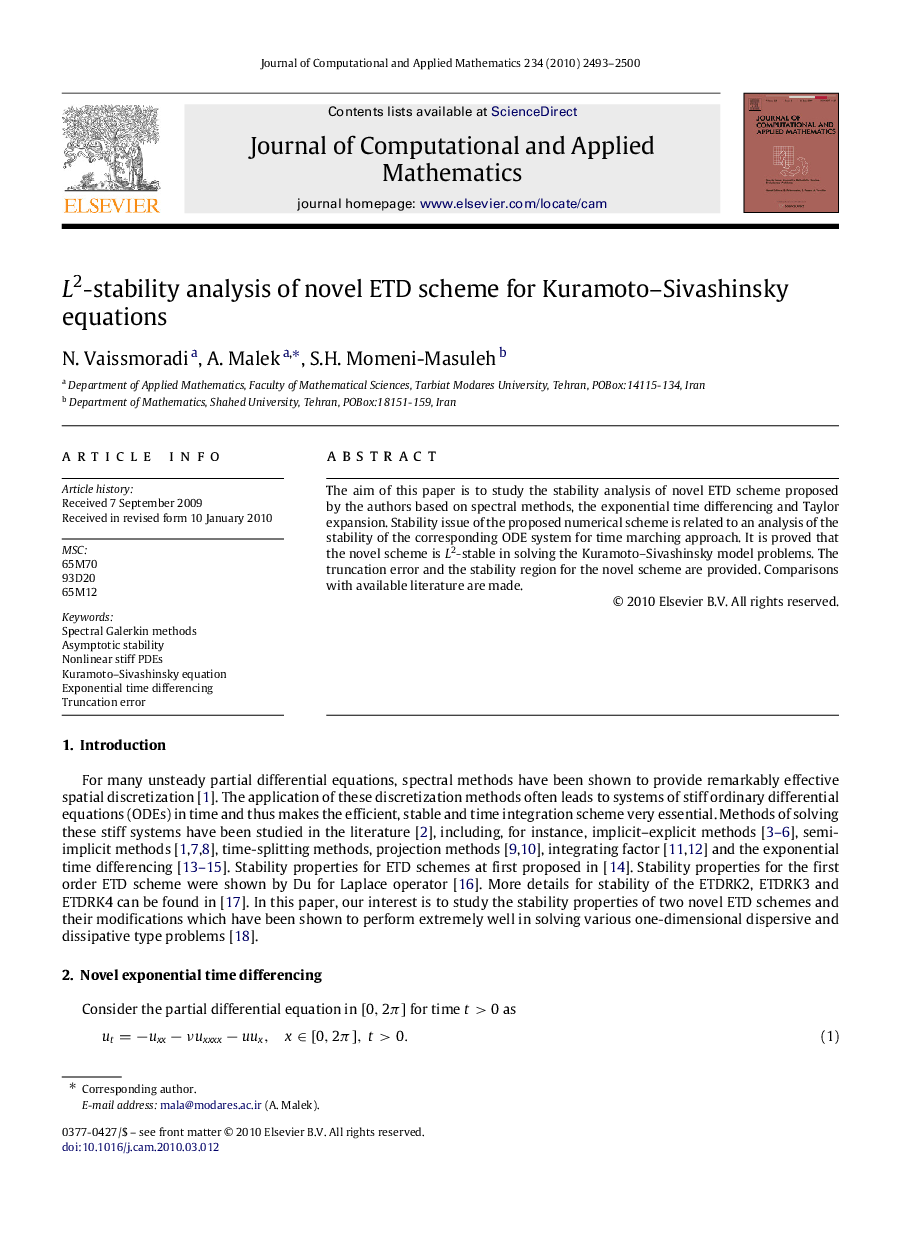 L2L2-stability analysis of novel ETD scheme for Kuramoto–Sivashinsky equations