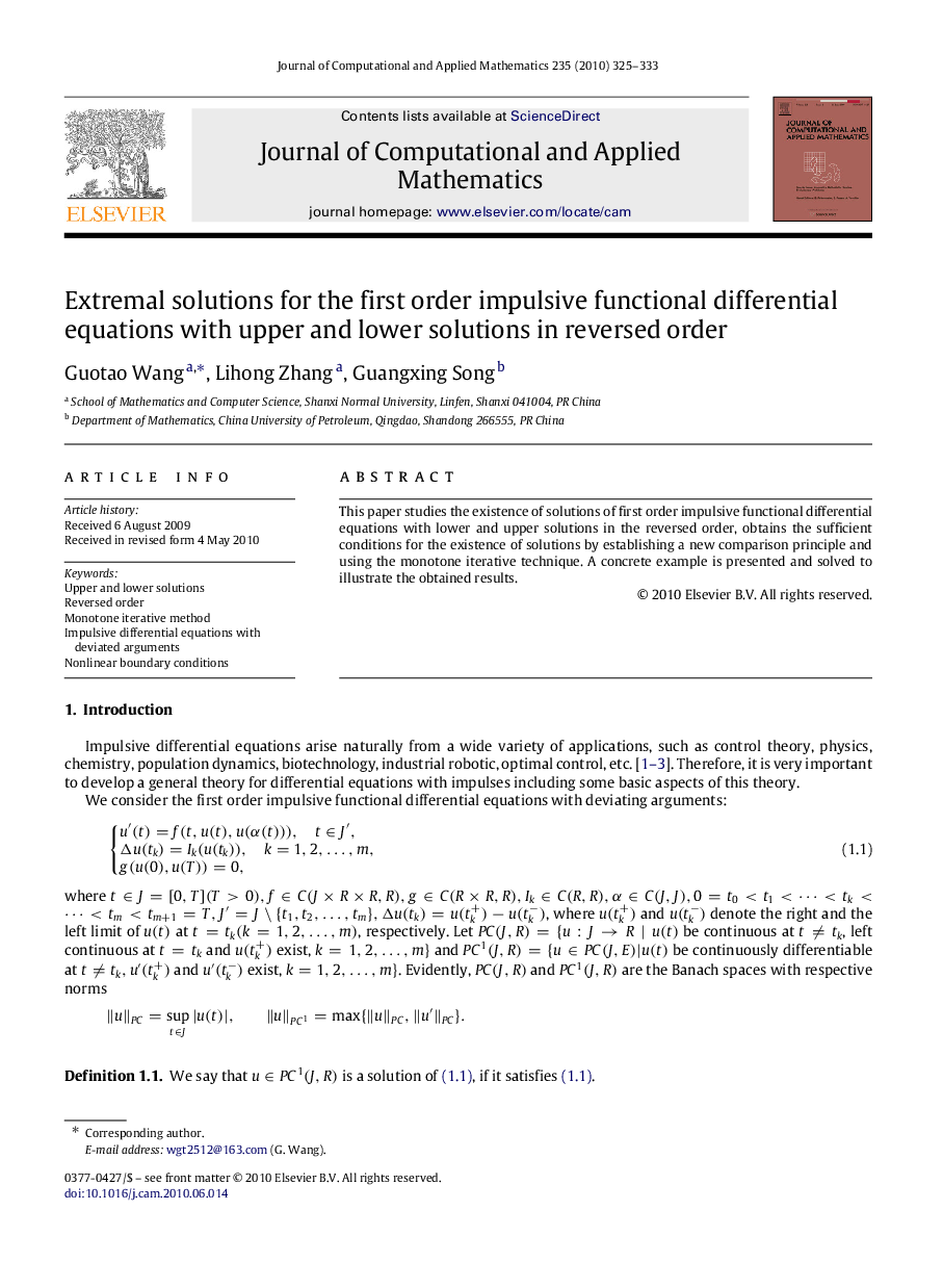 Extremal solutions for the first order impulsive functional differential equations with upper and lower solutions in reversed order