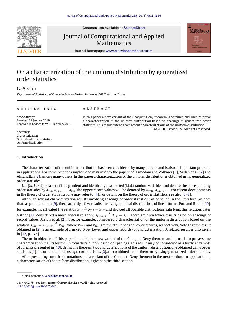 On a characterization of the uniform distribution by generalized order statistics