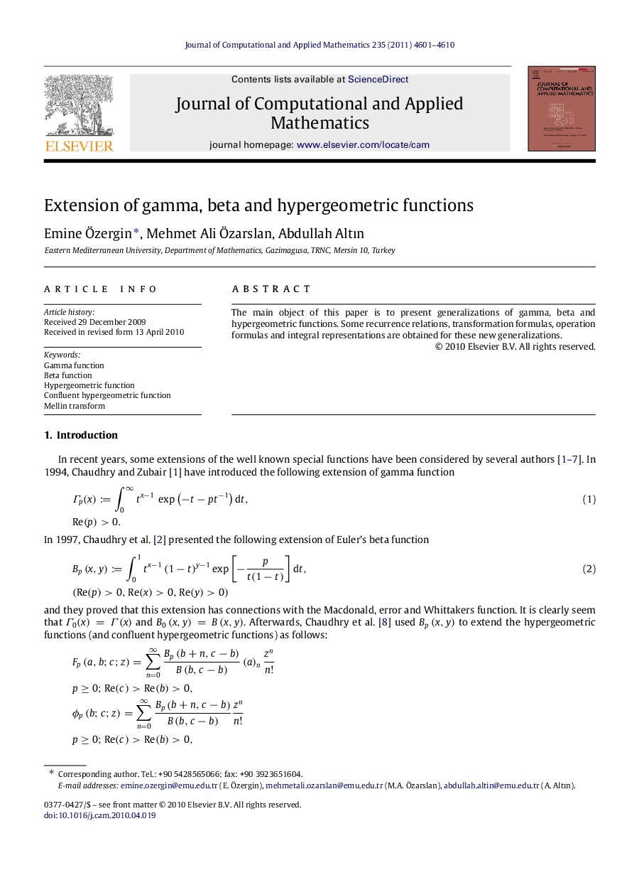 Extension of gamma, beta and hypergeometric functions