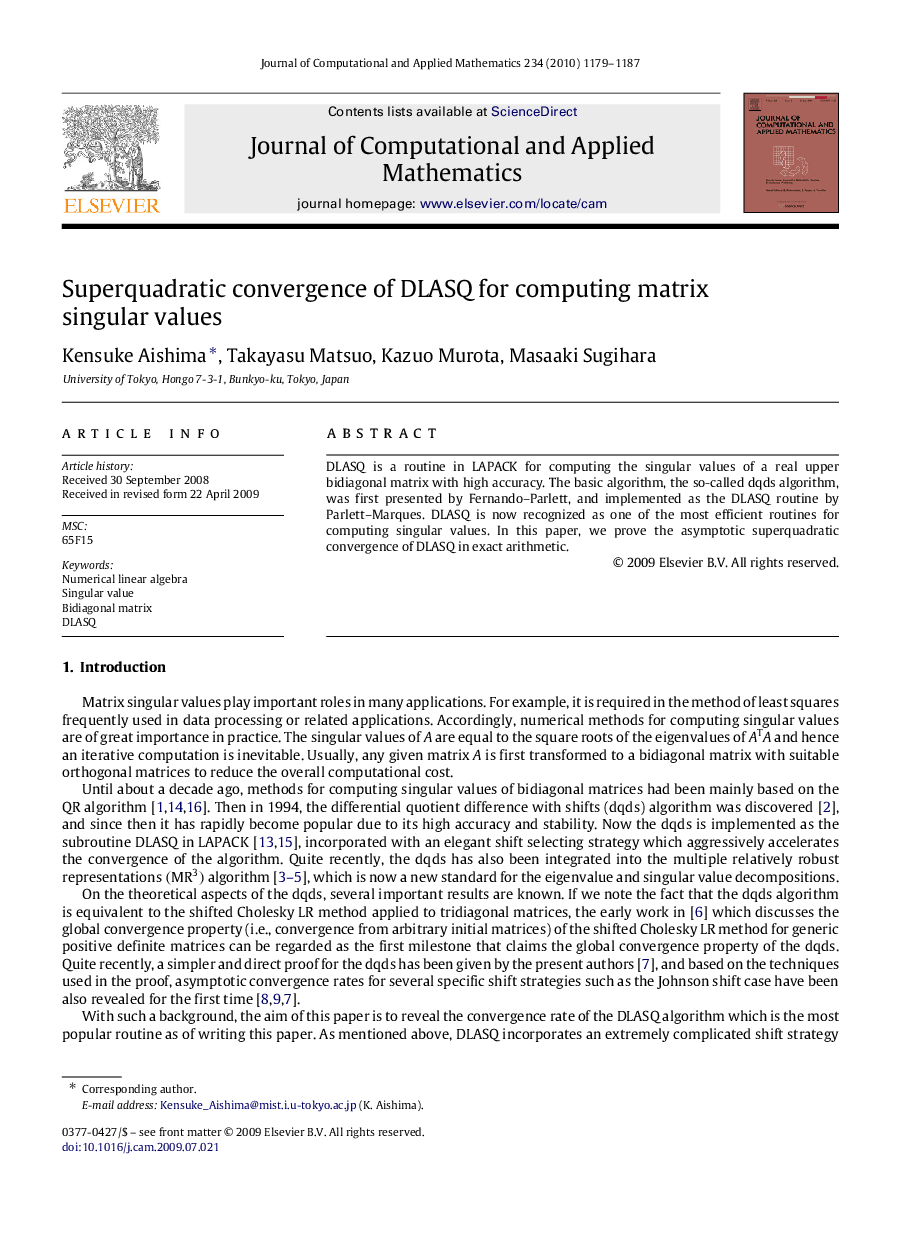 Superquadratic convergence of DLASQ for computing matrix singular values