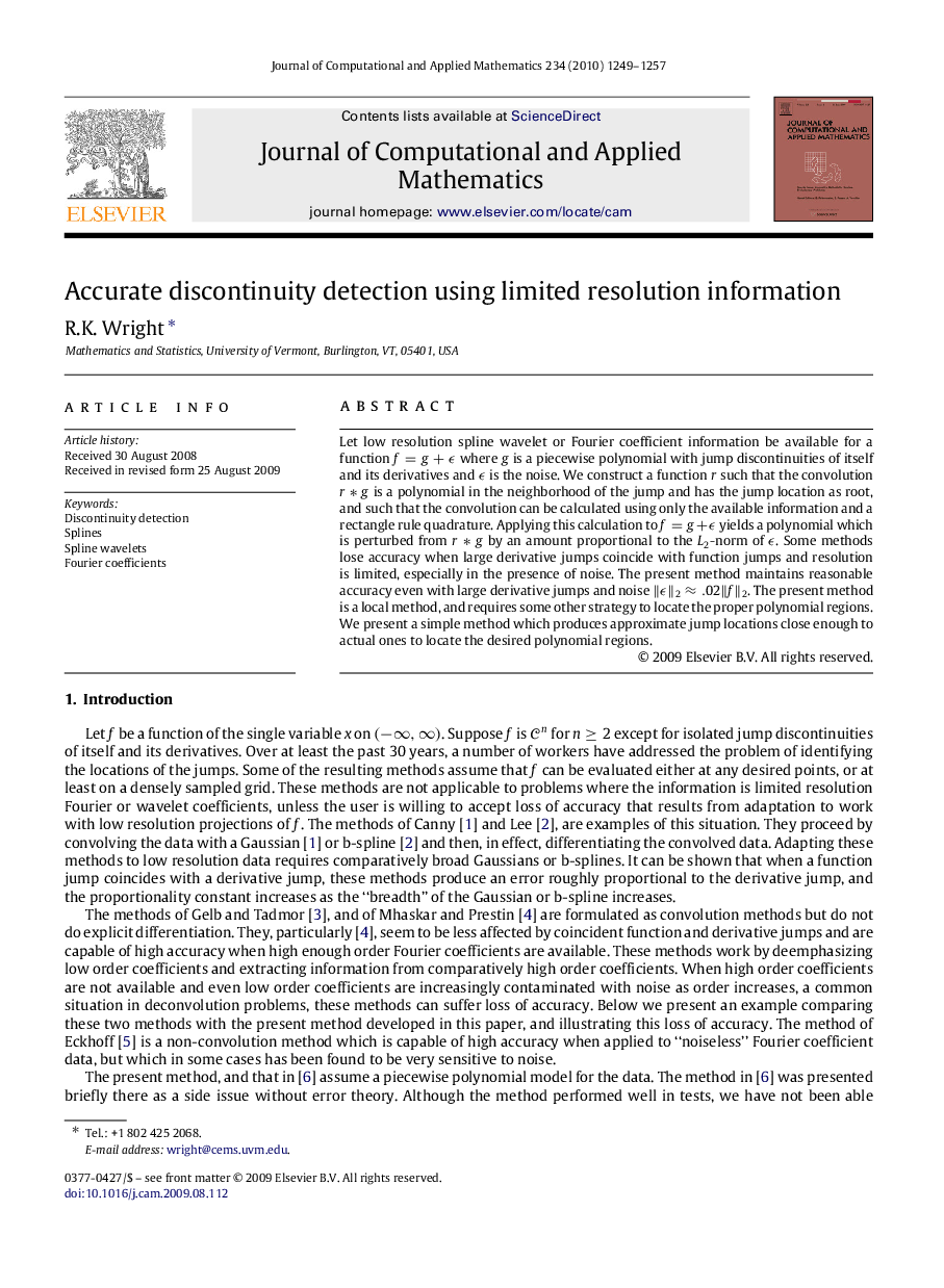 Accurate discontinuity detection using limited resolution information