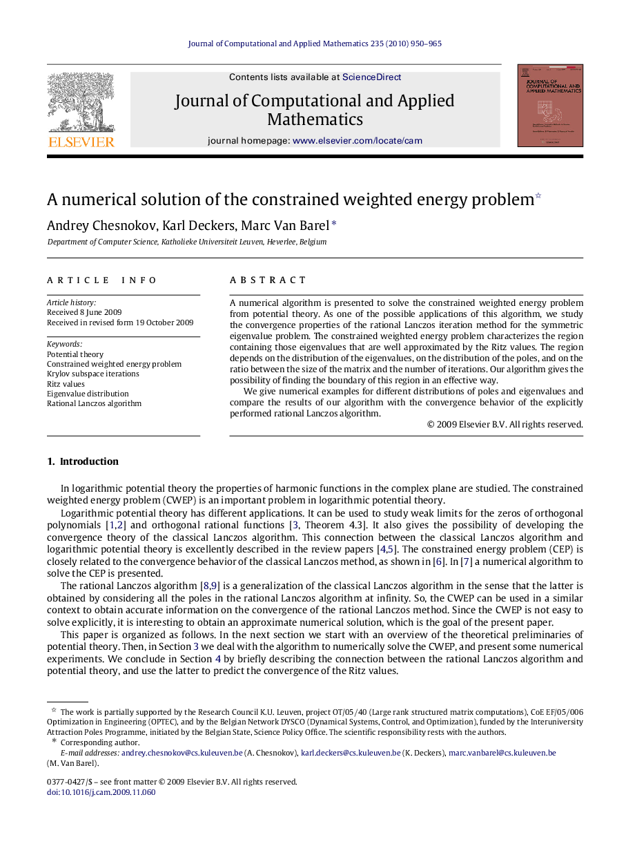 A numerical solution of the constrained weighted energy problem 