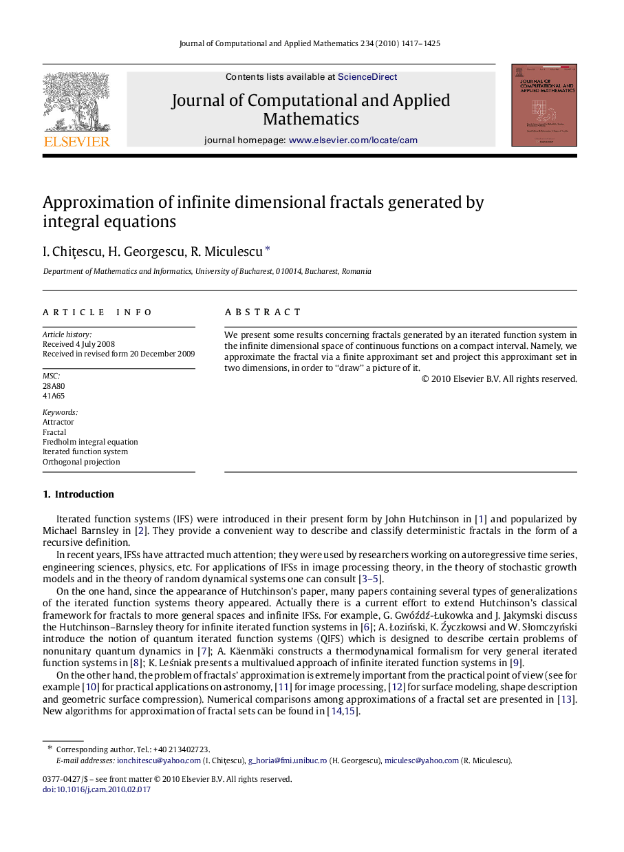 Approximation of infinite dimensional fractals generated by integral equations