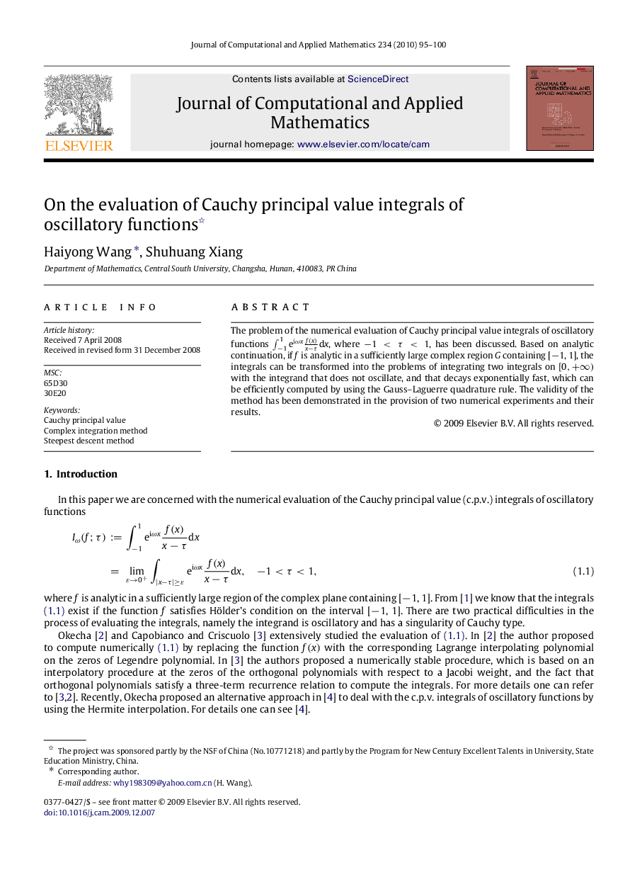 On the evaluation of Cauchy principal value integrals of oscillatory functions 