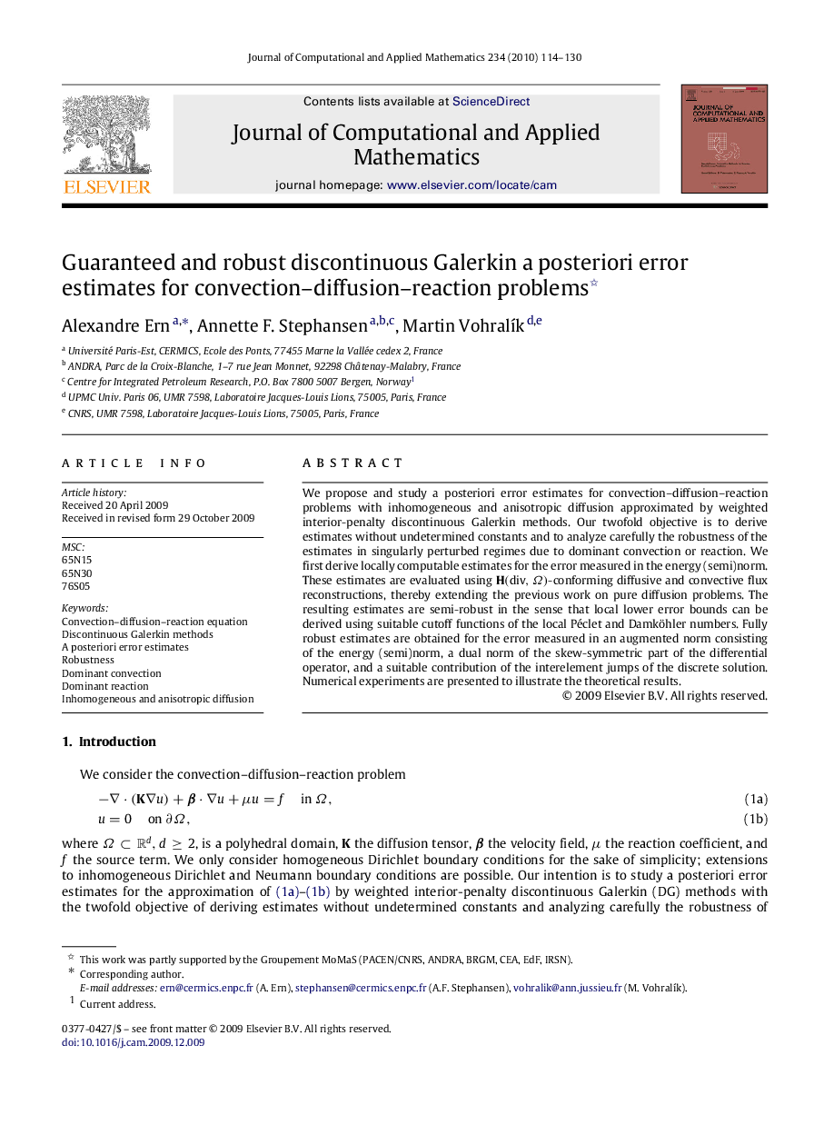 Guaranteed and robust discontinuous Galerkin a posteriori error estimates for convection–diffusion–reaction problems 