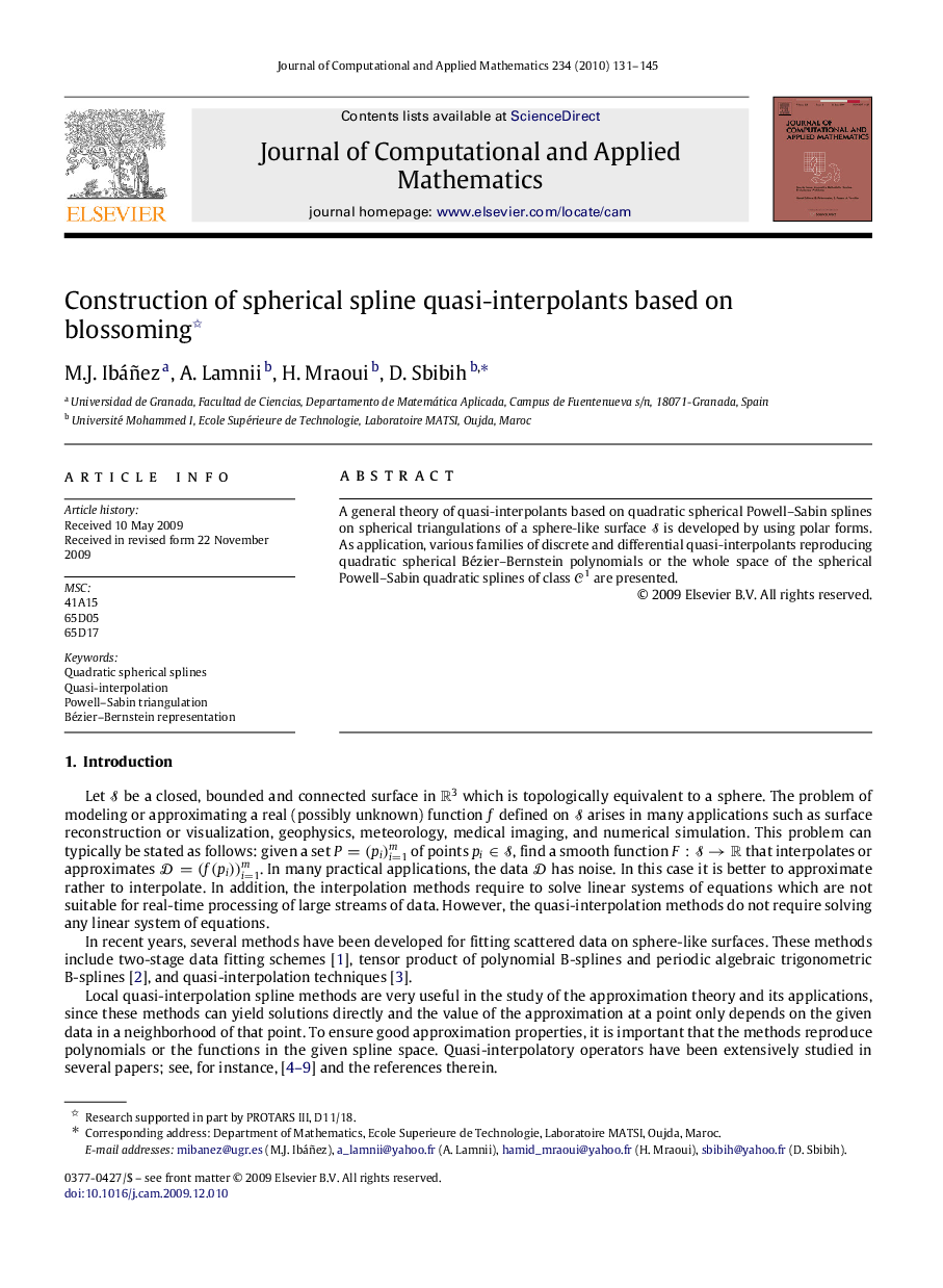 Construction of spherical spline quasi-interpolants based on blossoming 