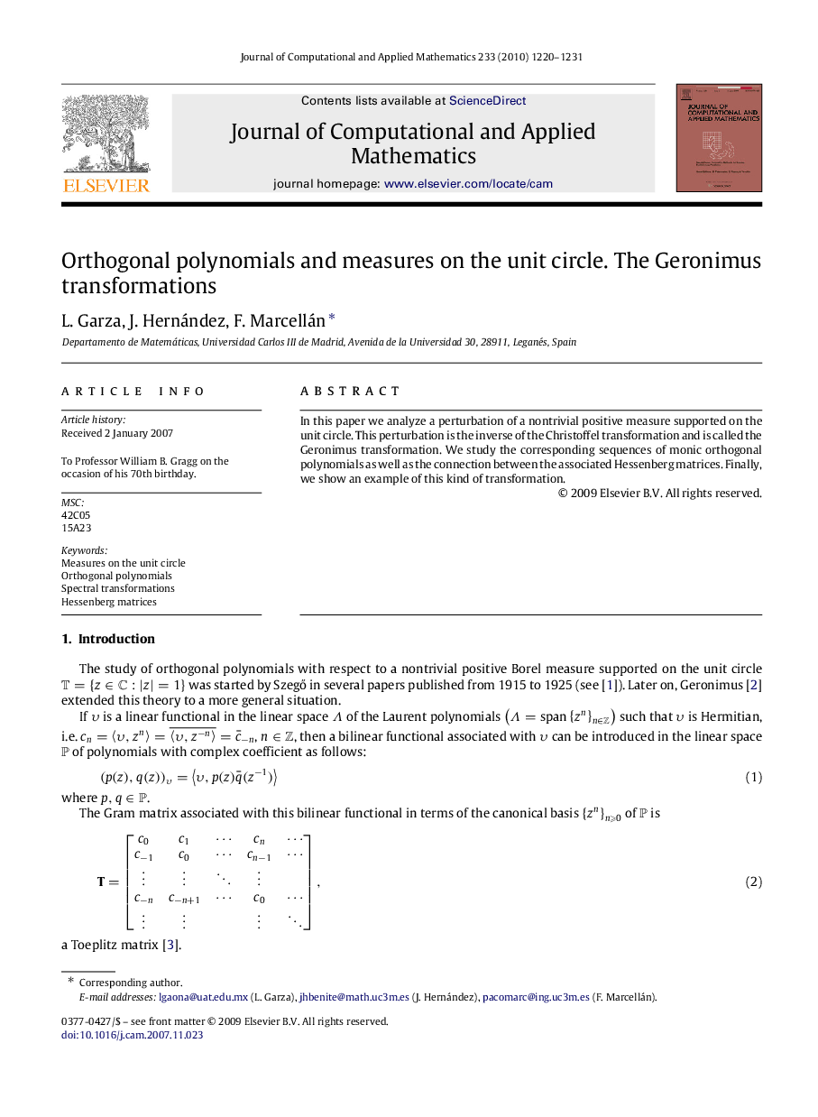 Orthogonal polynomials and measures on the unit circle. The Geronimus transformations