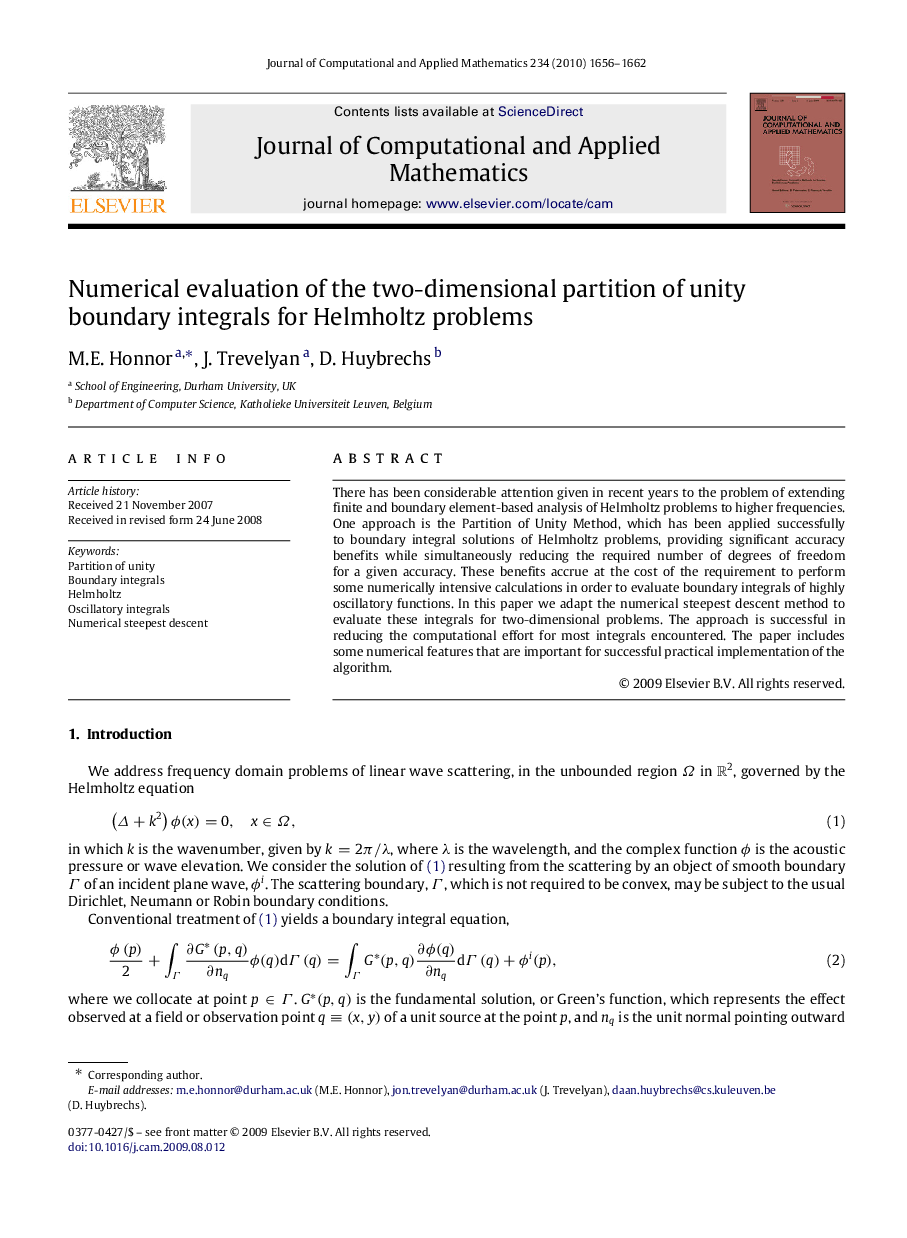 Numerical evaluation of the two-dimensional partition of unity boundary integrals for Helmholtz problems