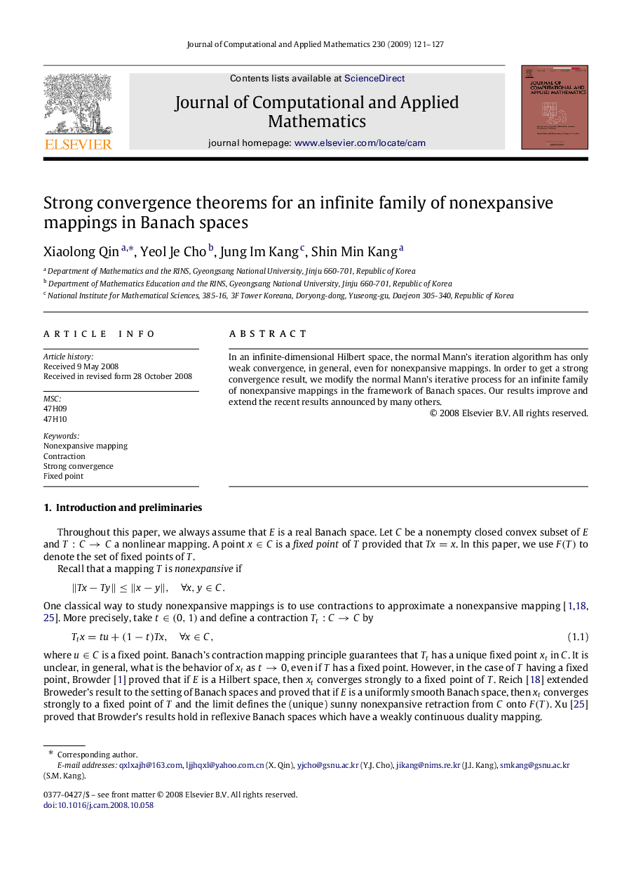 Strong convergence theorems for an infinite family of nonexpansive mappings in Banach spaces