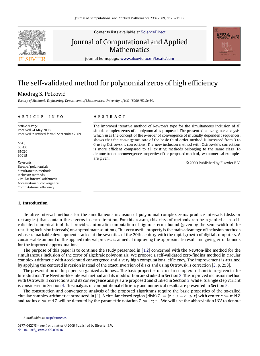 The self-validated method for polynomial zeros of high efficiency