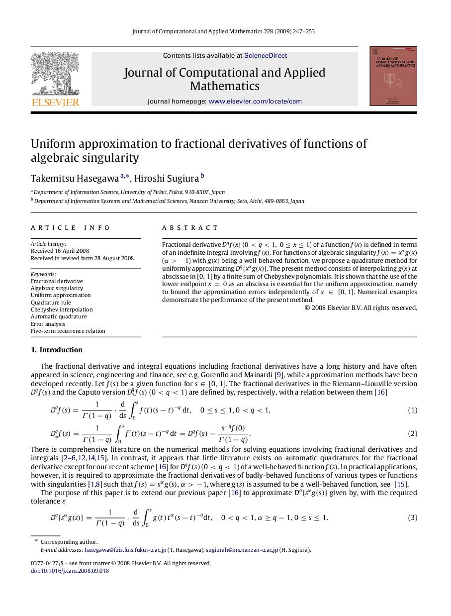 Uniform approximation to fractional derivatives of functions of algebraic singularity