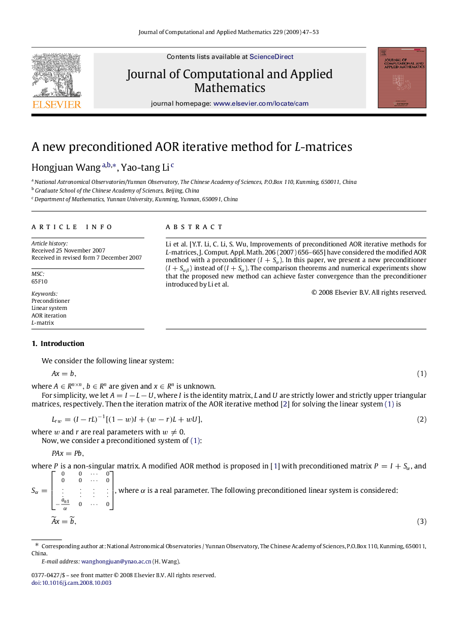 A new preconditioned AOR iterative method for LL-matrices