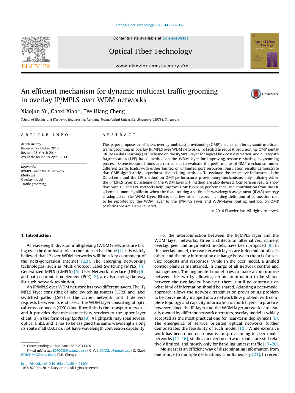 An efficient mechanism for dynamic multicast traffic grooming in overlay IP/MPLS over WDM networks