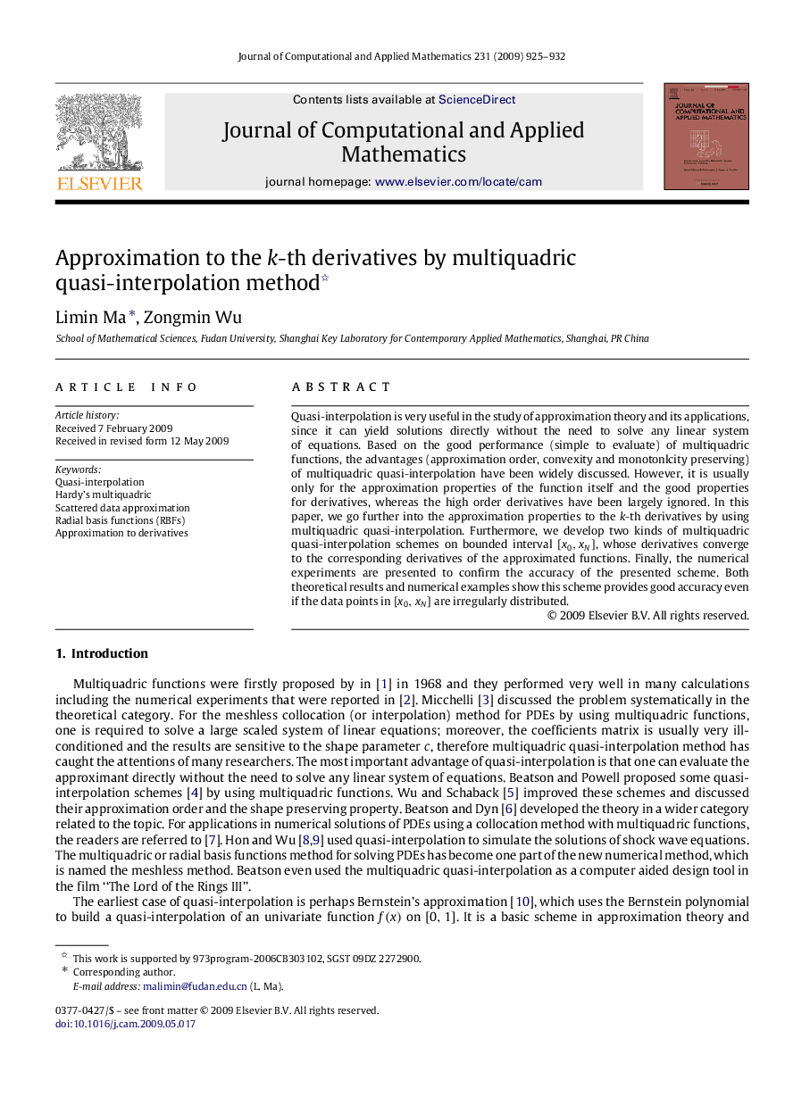 Approximation to the k-th derivatives by multiquadric quasi-interpolation method