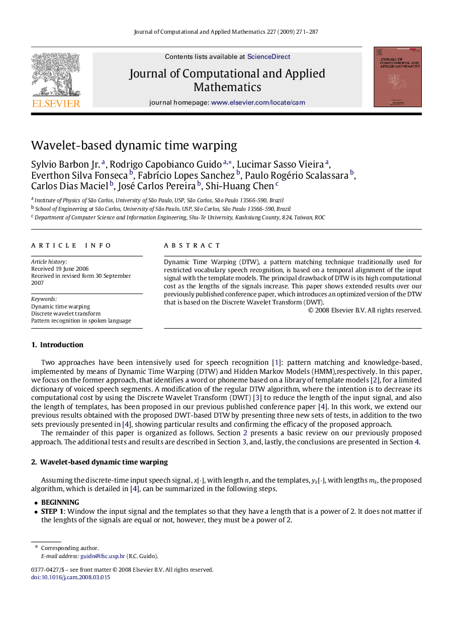 عکس صفحه اول مقاله: Wavelet-based dynamic time warping Wavelet-based dynamic time warping